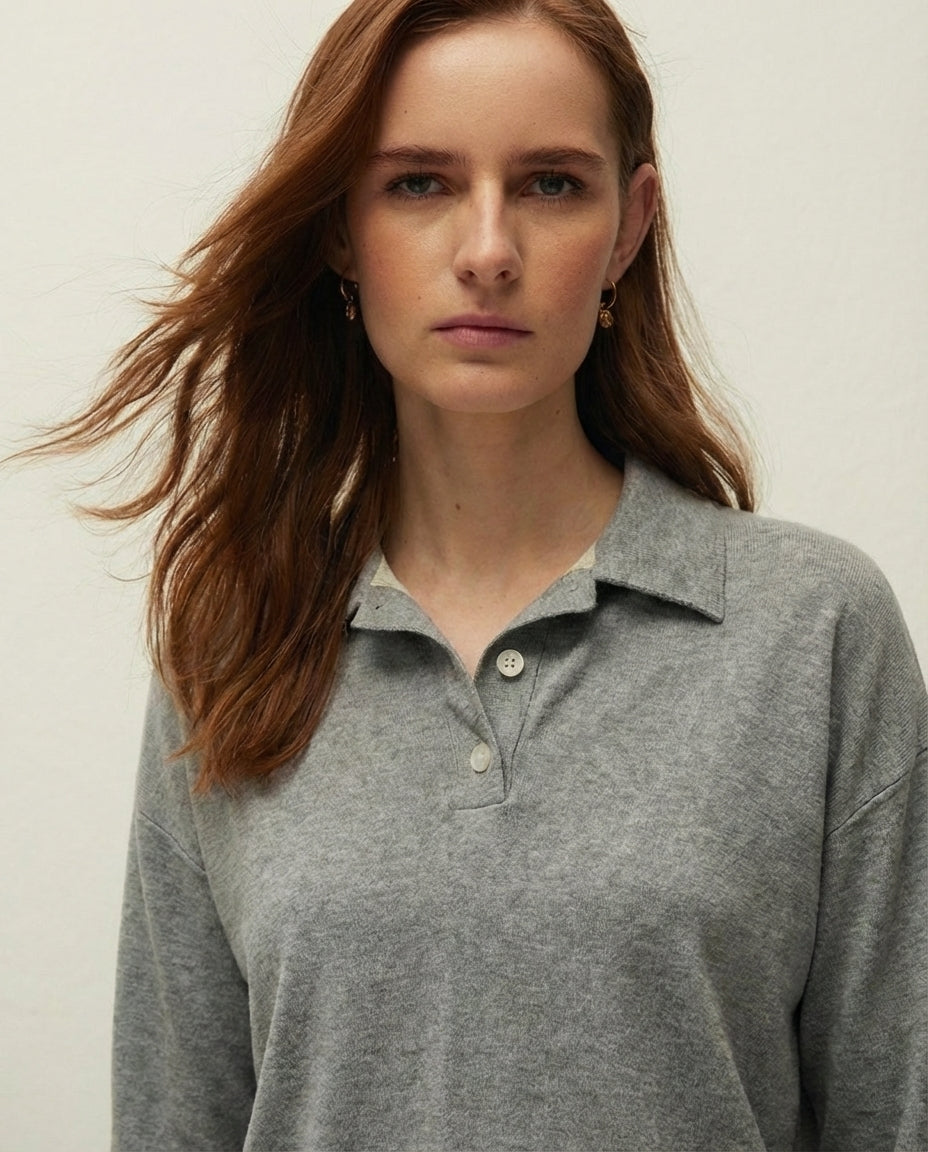 Sweatshirt à col et boutons