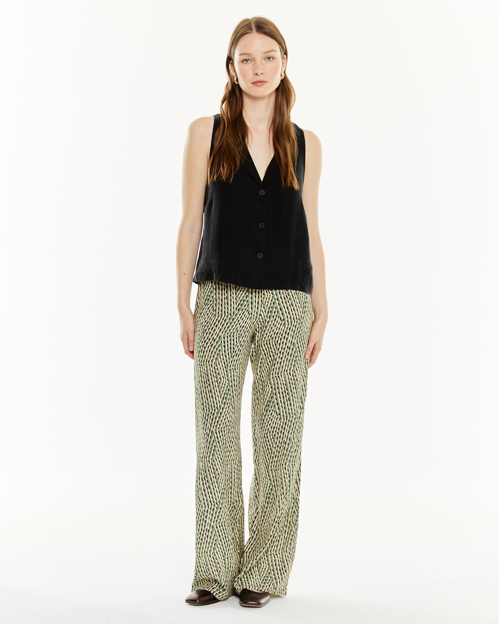Cupro vest with lapel collar