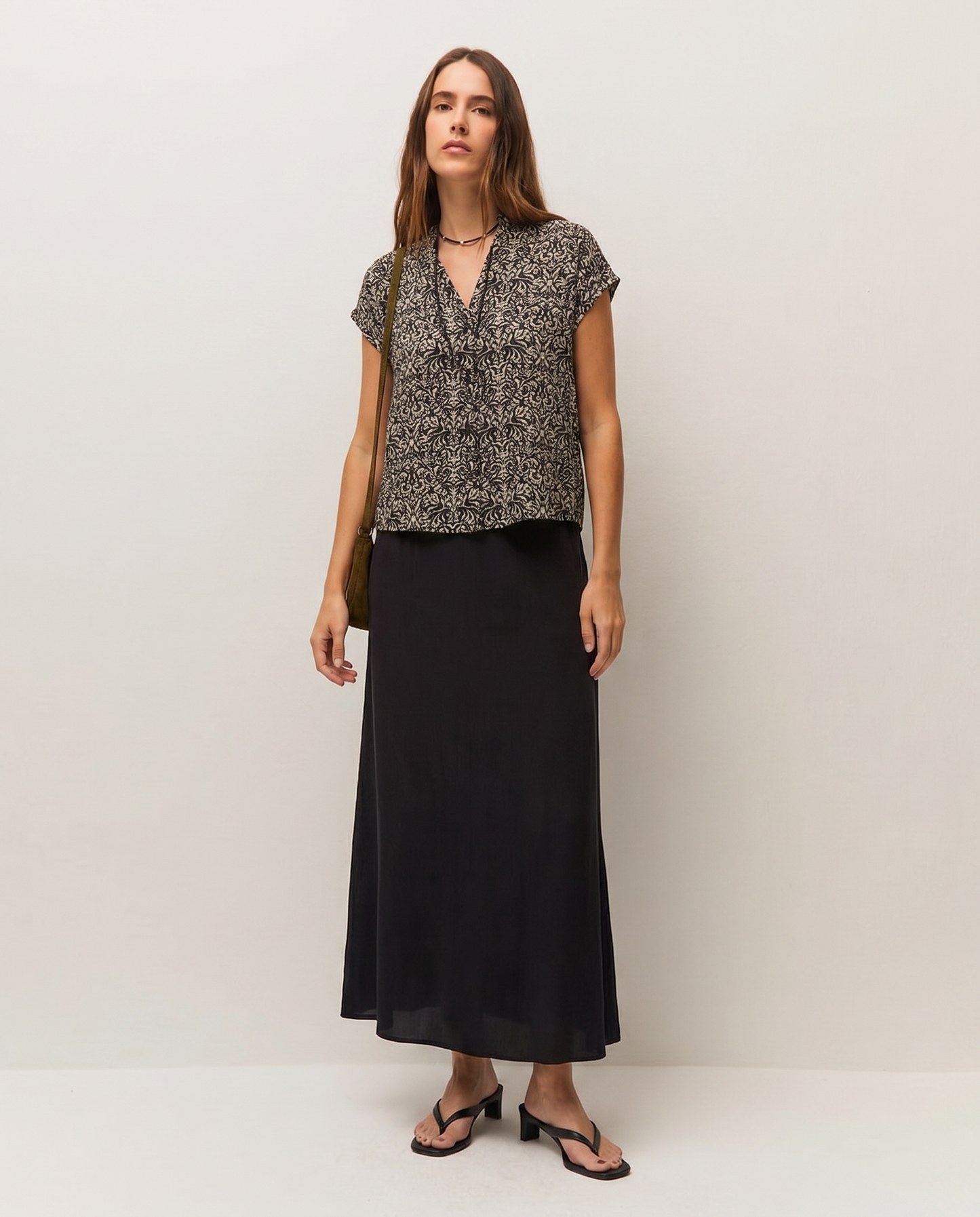 Chemise imprimée à col mandarin