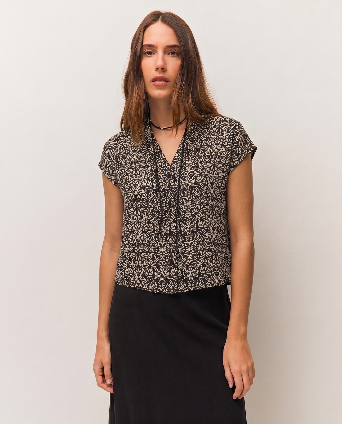Chemise imprimée à col mandarin