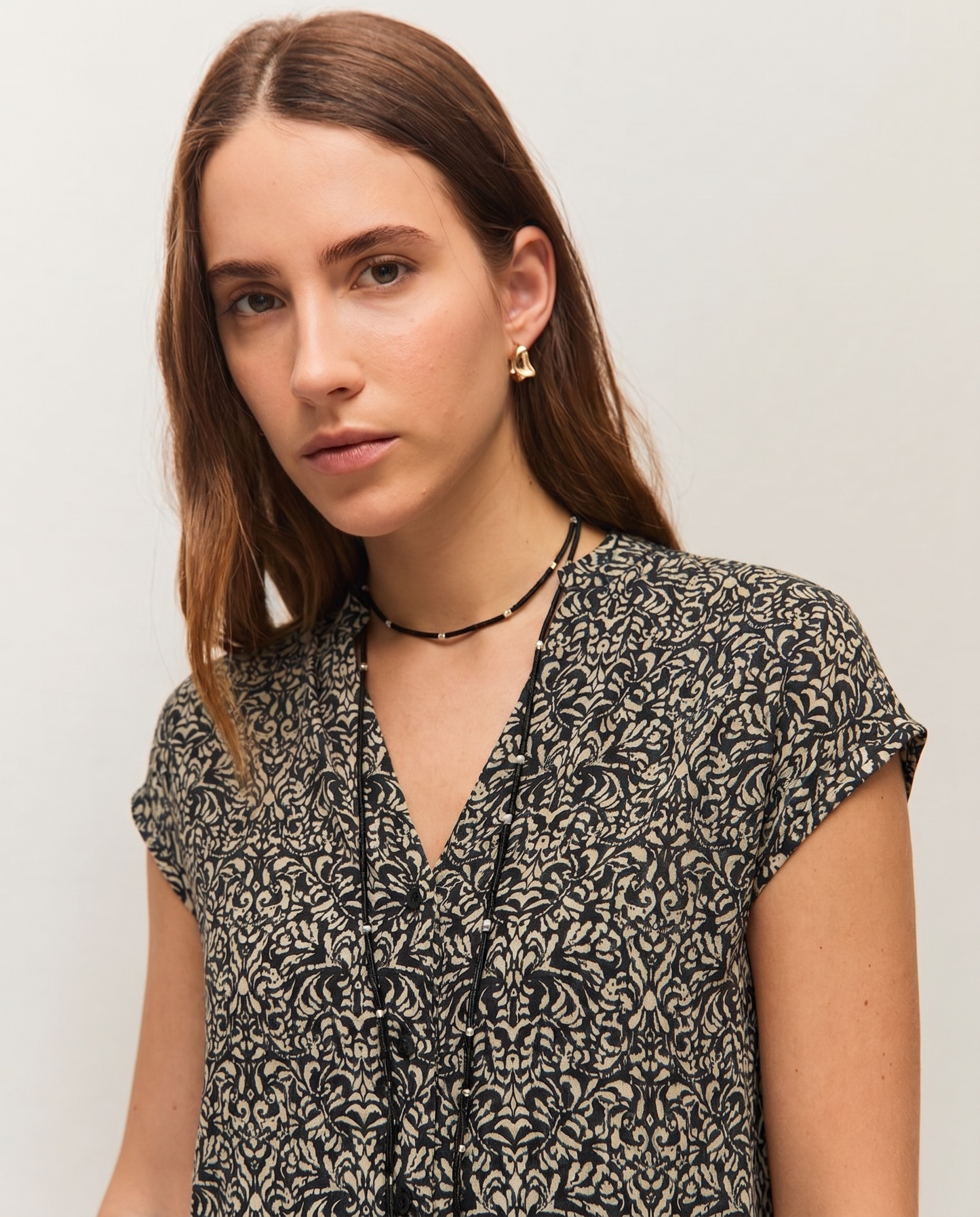 Chemise imprimée à col mandarin