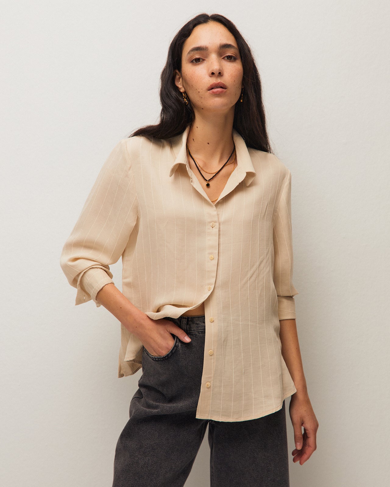 Camisa fluida con textura