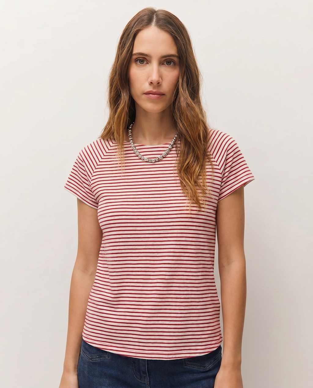 Camiseta manga renglant efecto evasé