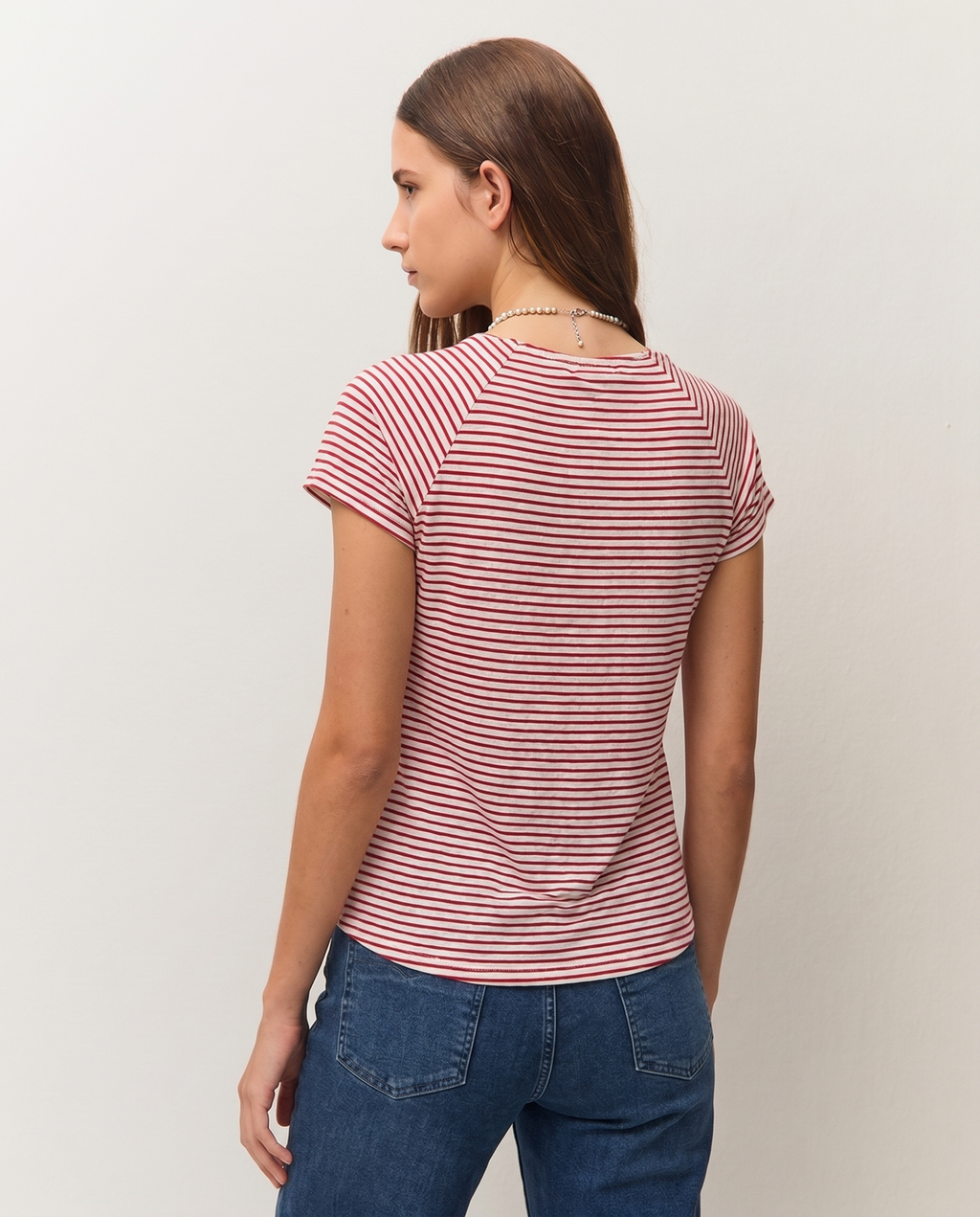 Camiseta manga renglant efecto evasé