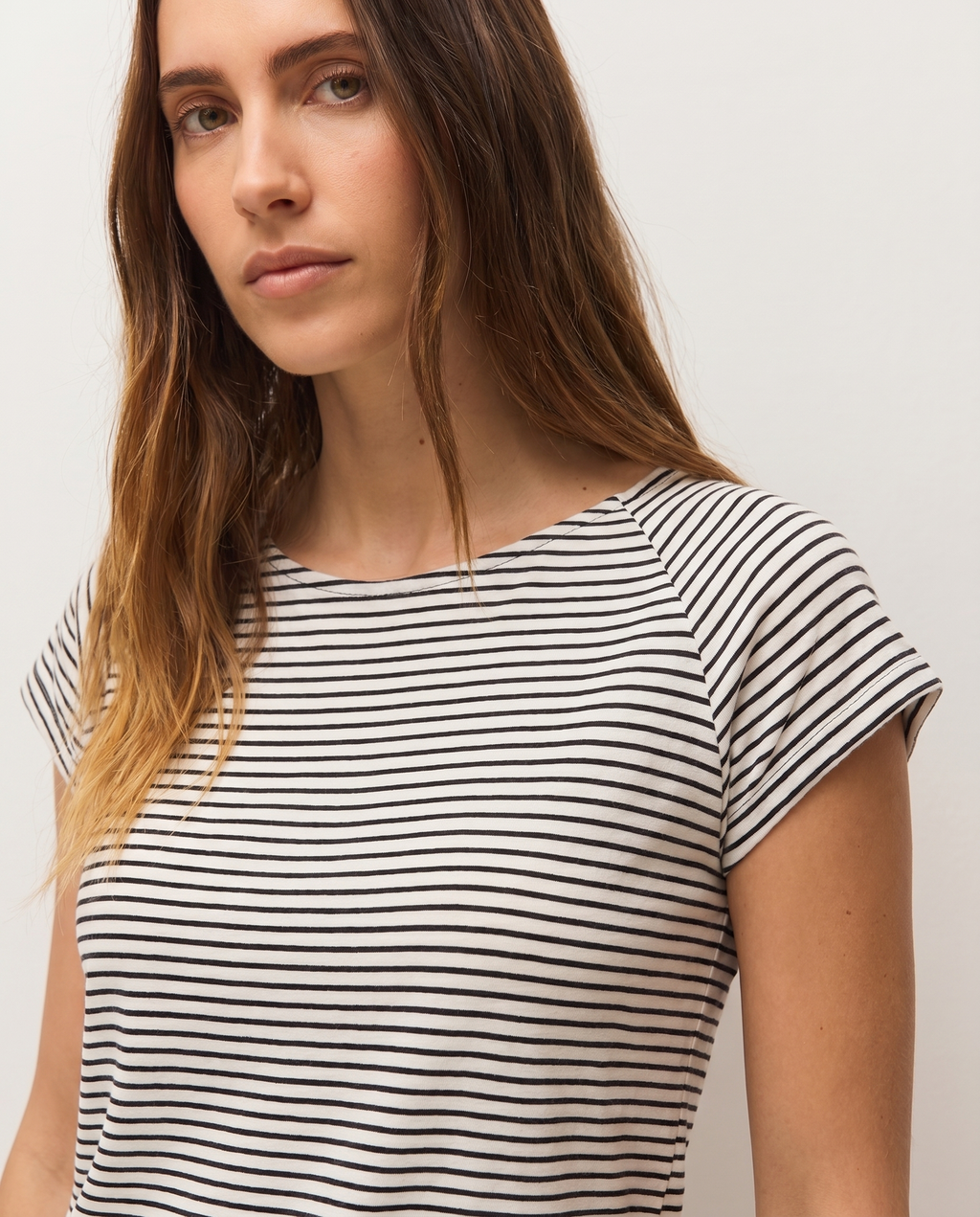 Camiseta manga renglant efecto evasé