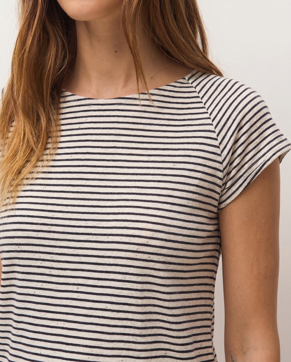 Camiseta manga renglant efecto evasé
