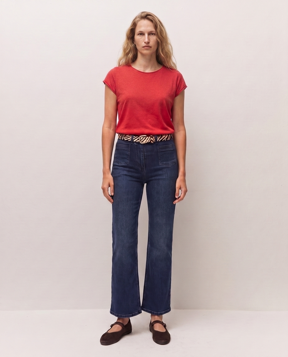 Pantalón denim con bolsillos de vivo