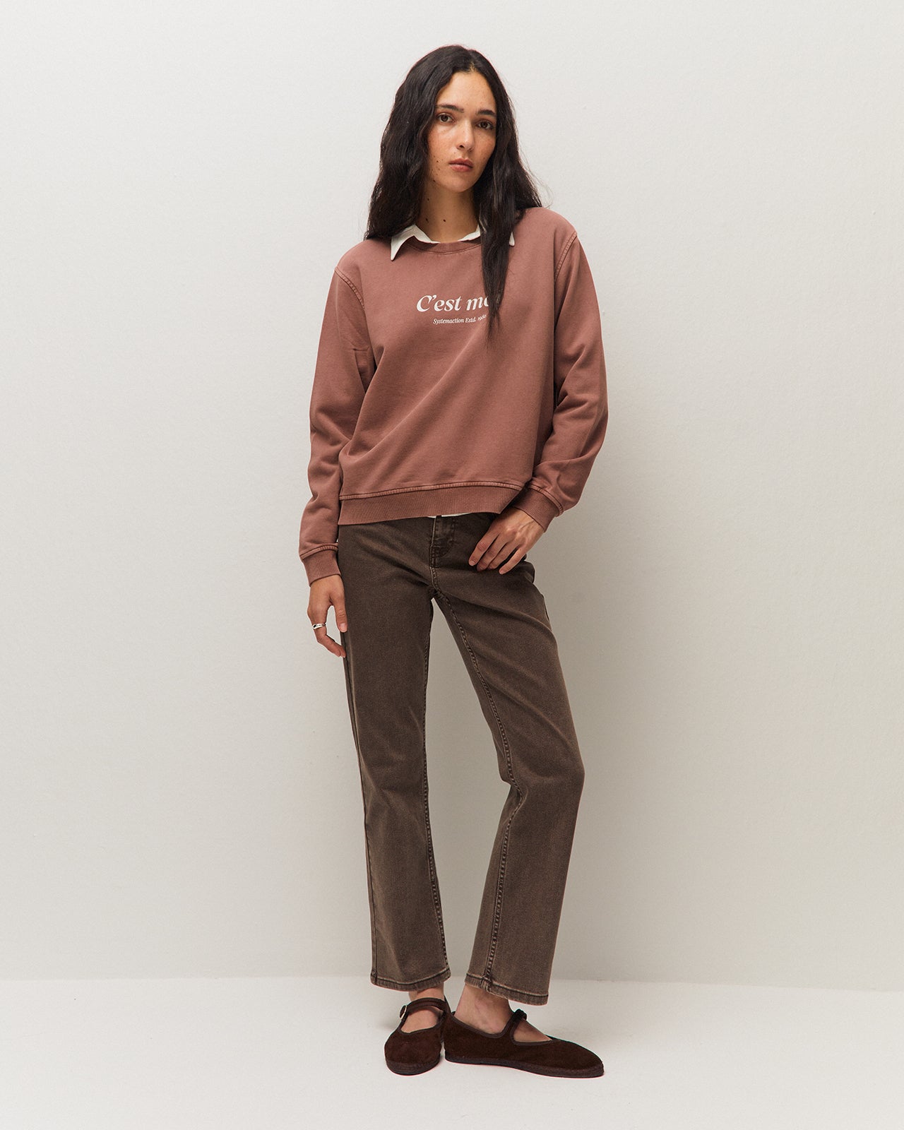 Sudadera cuello redondo con posicional