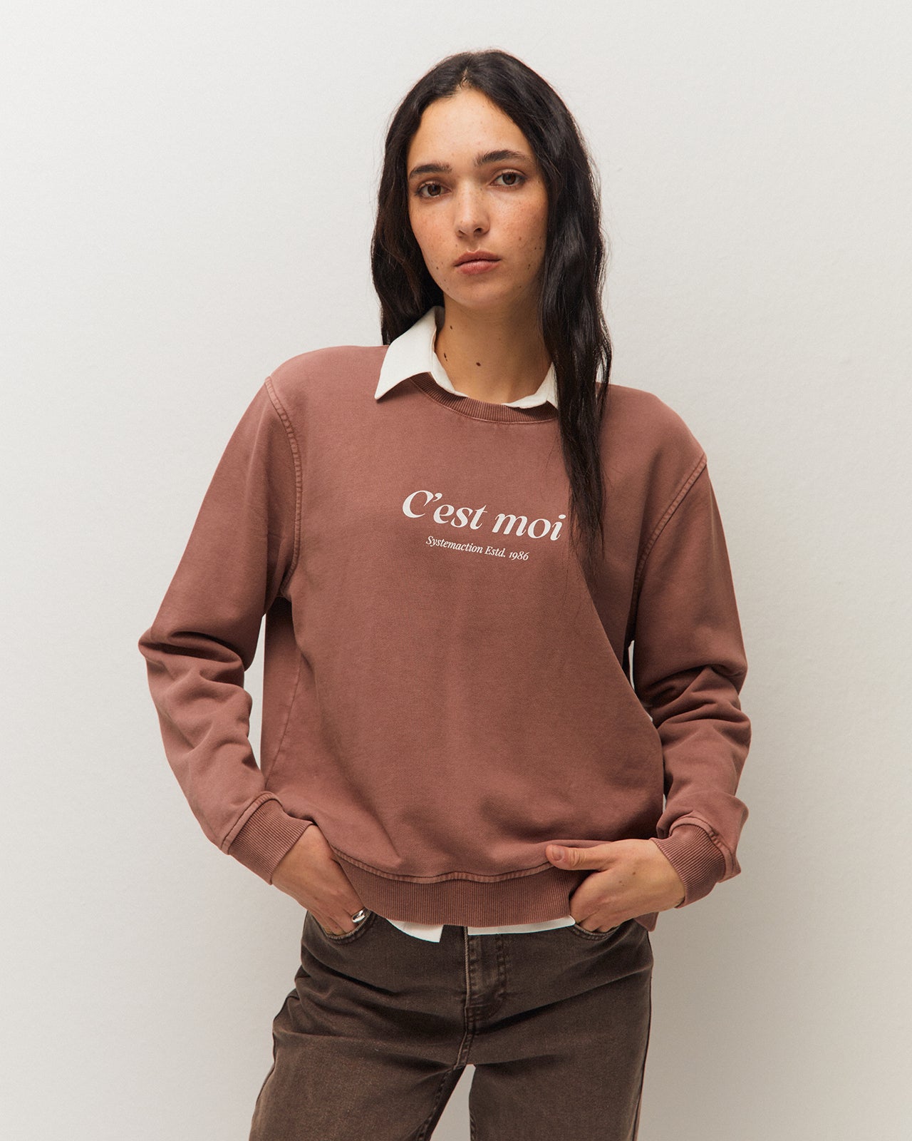Sudadera cuello redondo con posicional