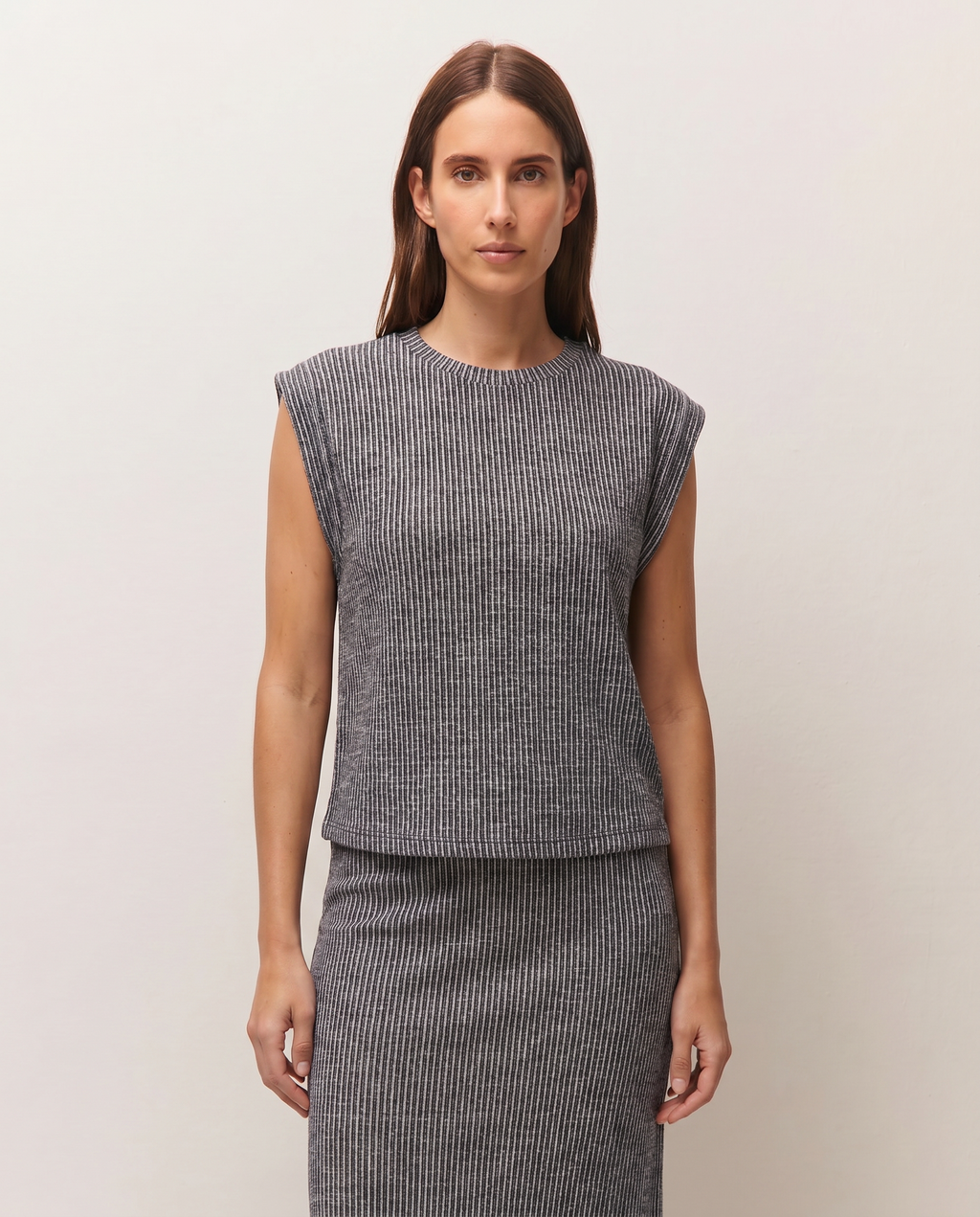 Camiseta de canalé con cuello redondo