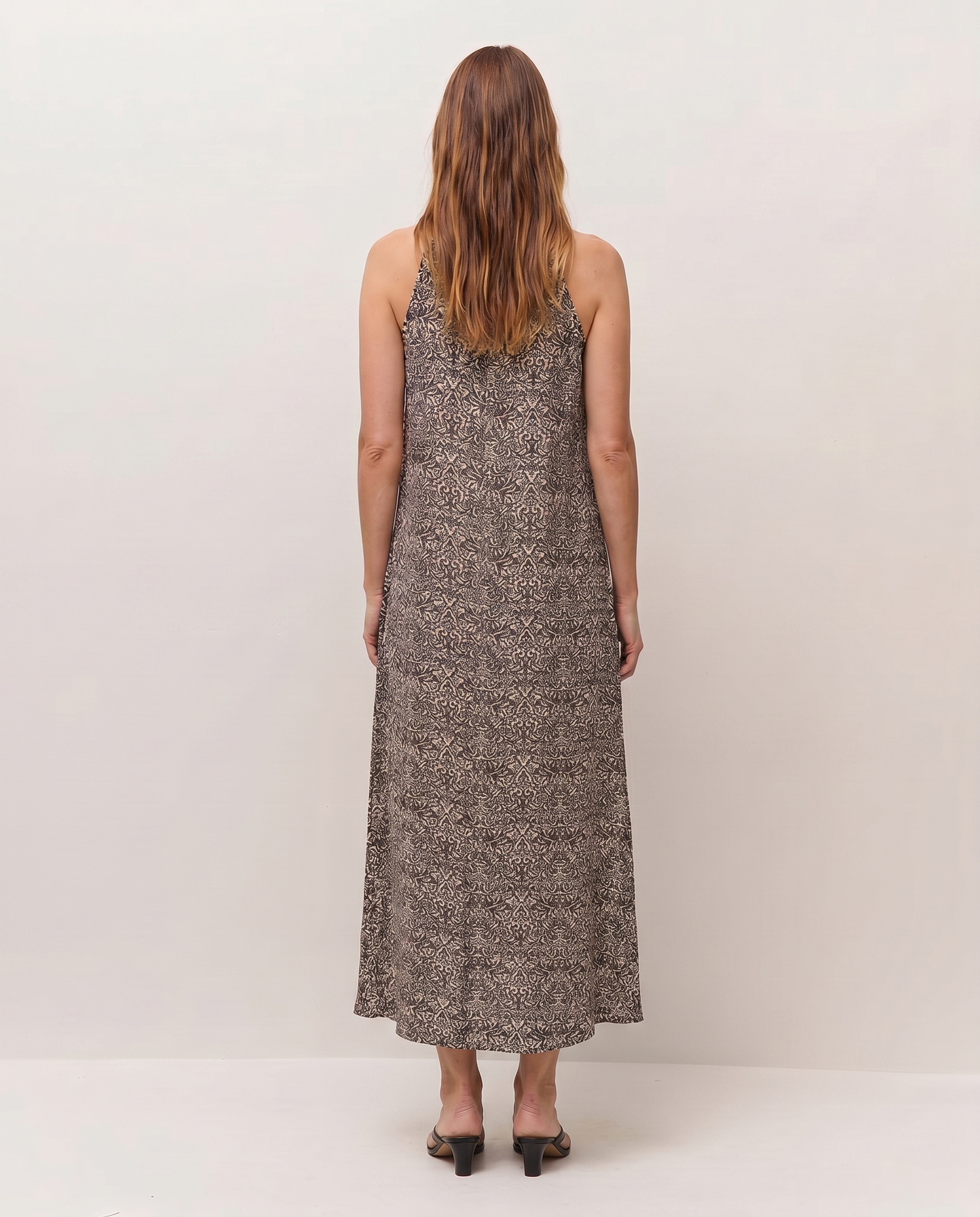 Robe imprimée avec lurex, col nu
