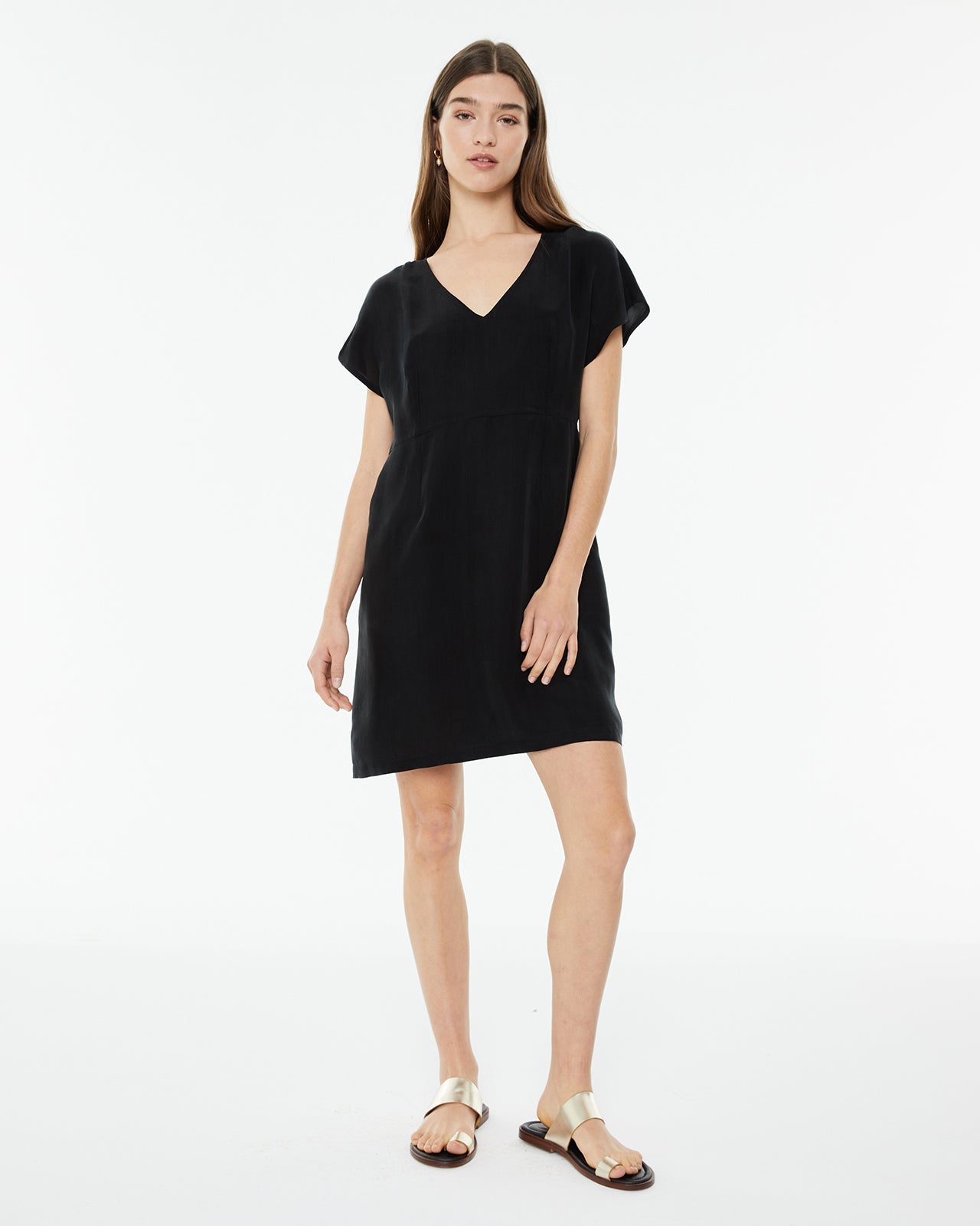 Short cupro dress with wide straps