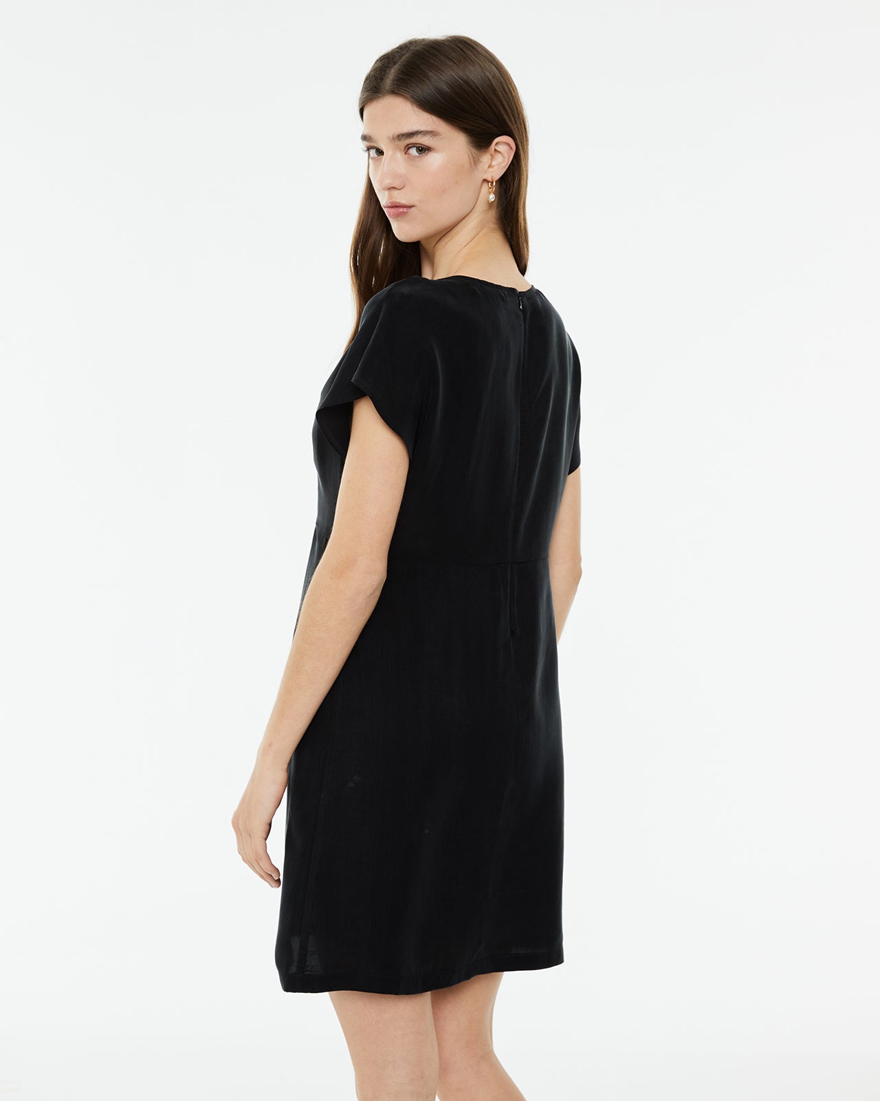 Short cupro dress with wide straps