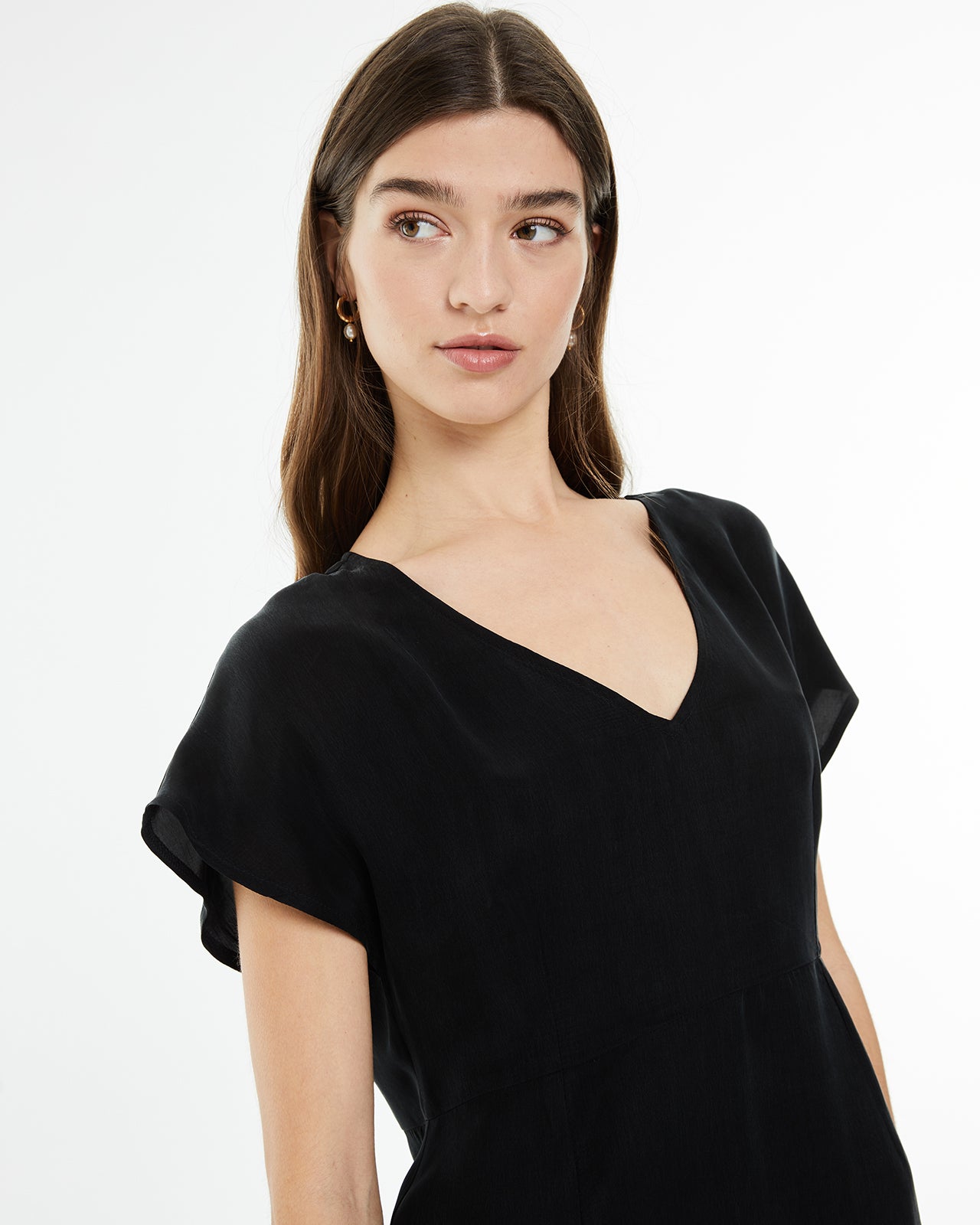 Short cupro dress with wide straps