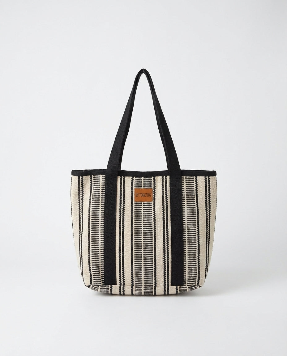 striped fabric bag