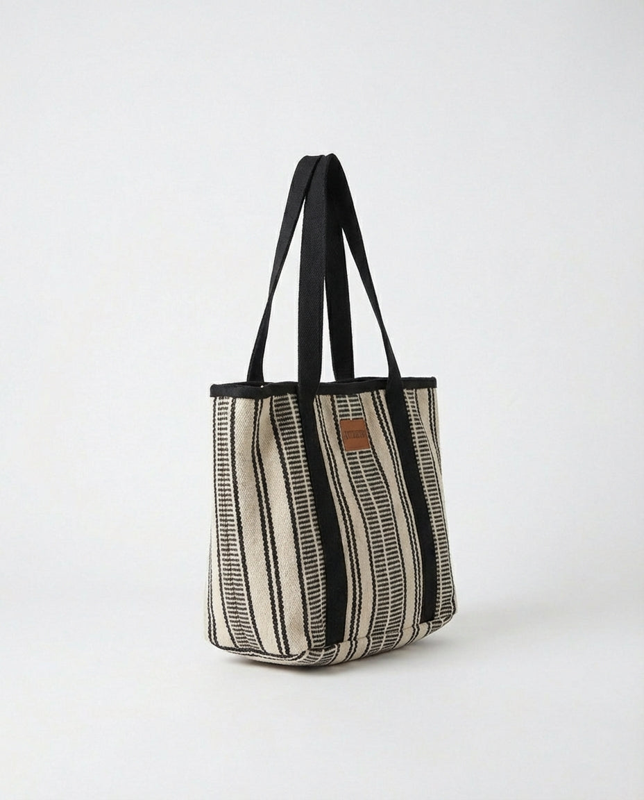 striped fabric bag