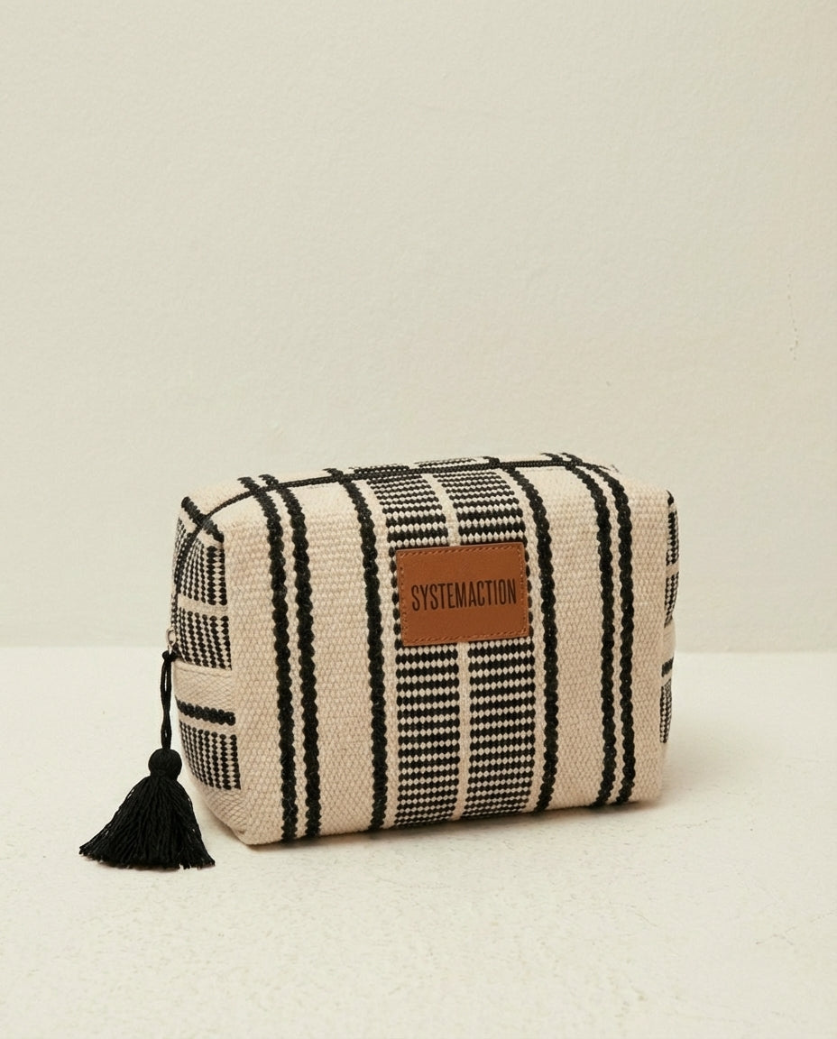 Trousse de toilette en tissu rayé