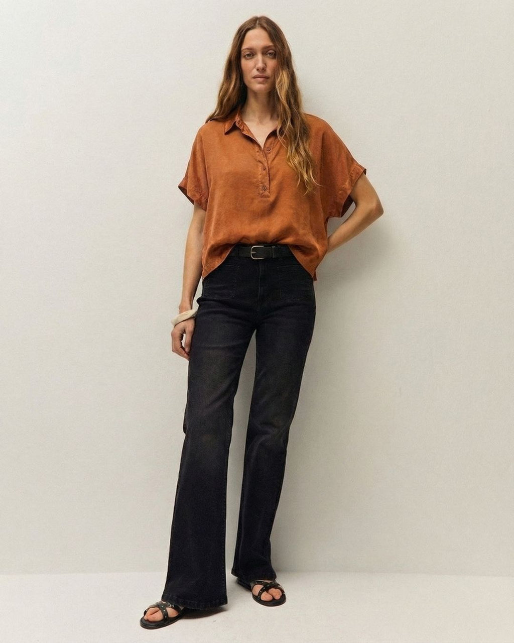 Chemise satinée effet corrodé