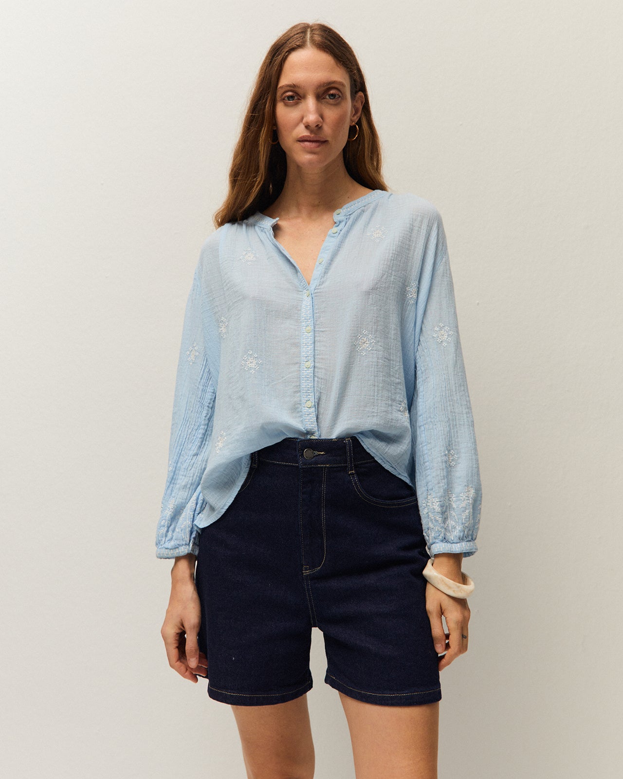 Blue embroidered shirt