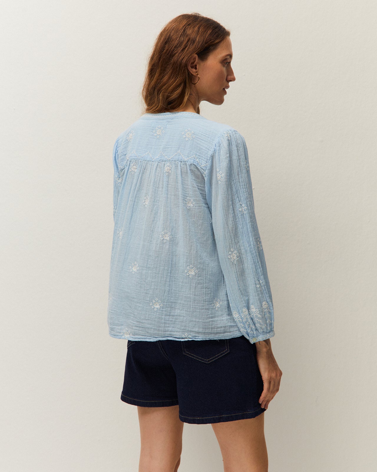 Blue embroidered shirt