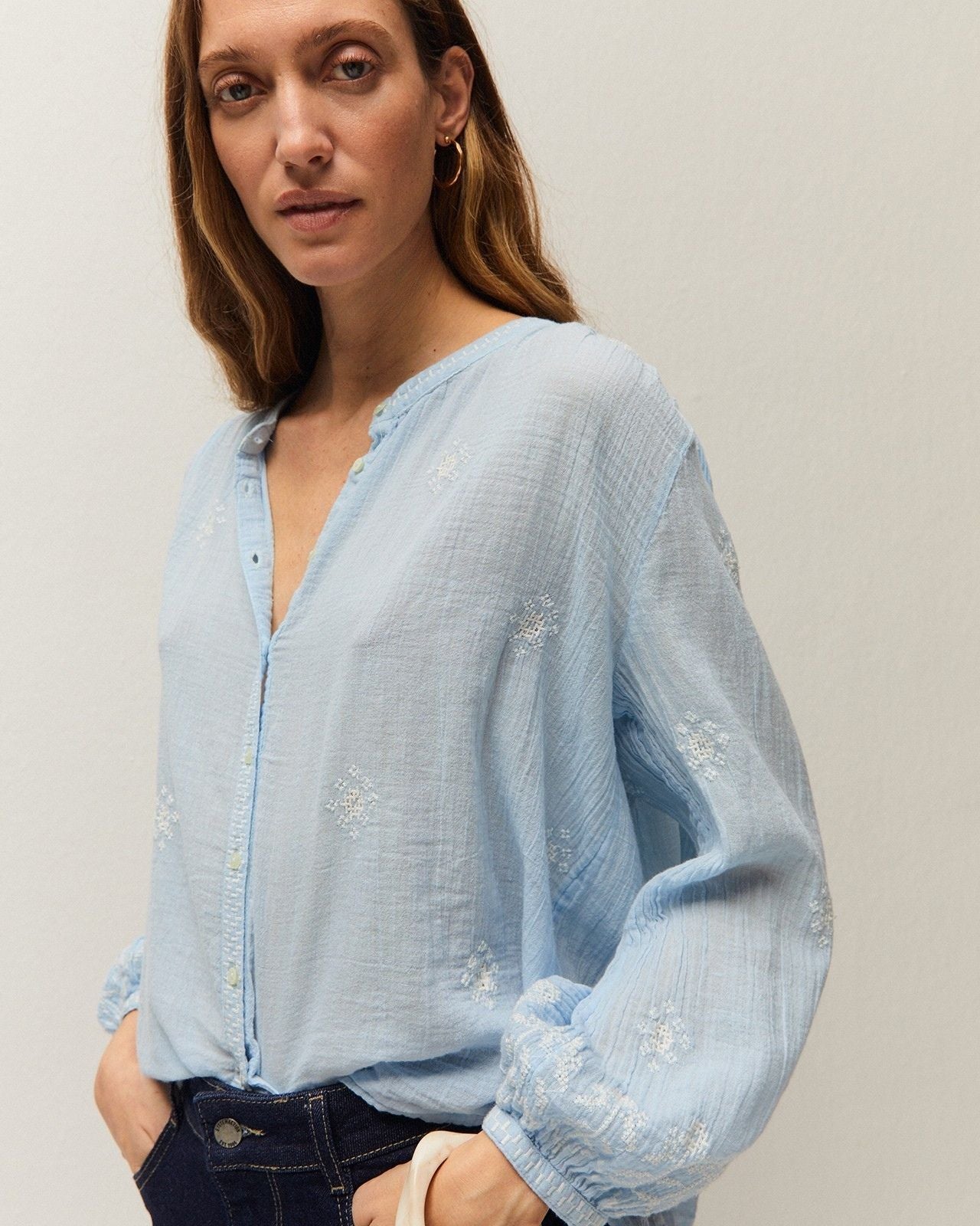 Blue embroidered shirt