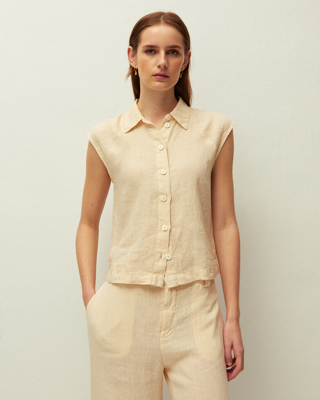 Camisa lino escote camisero