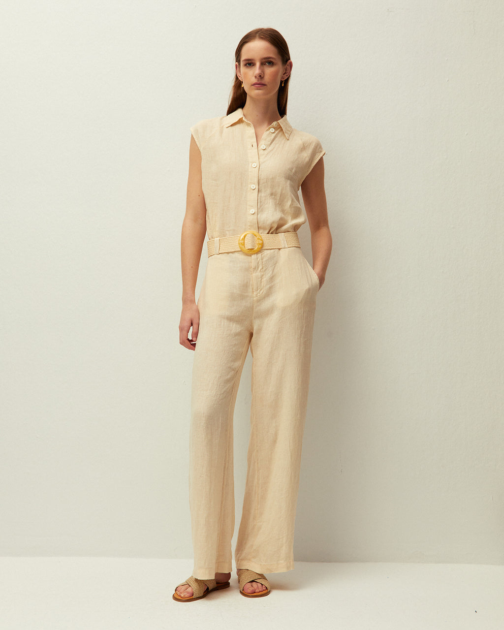 Camisa lino escote camisero
