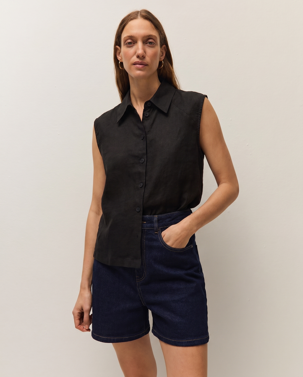 Camisa lino escote camisero