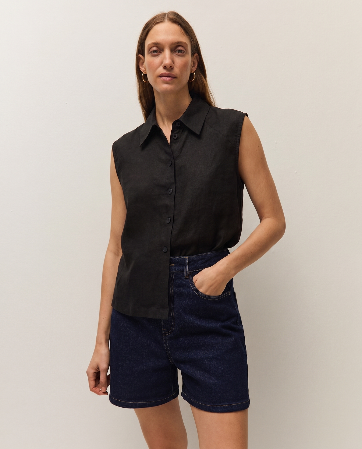 Camisa lino escote camisero