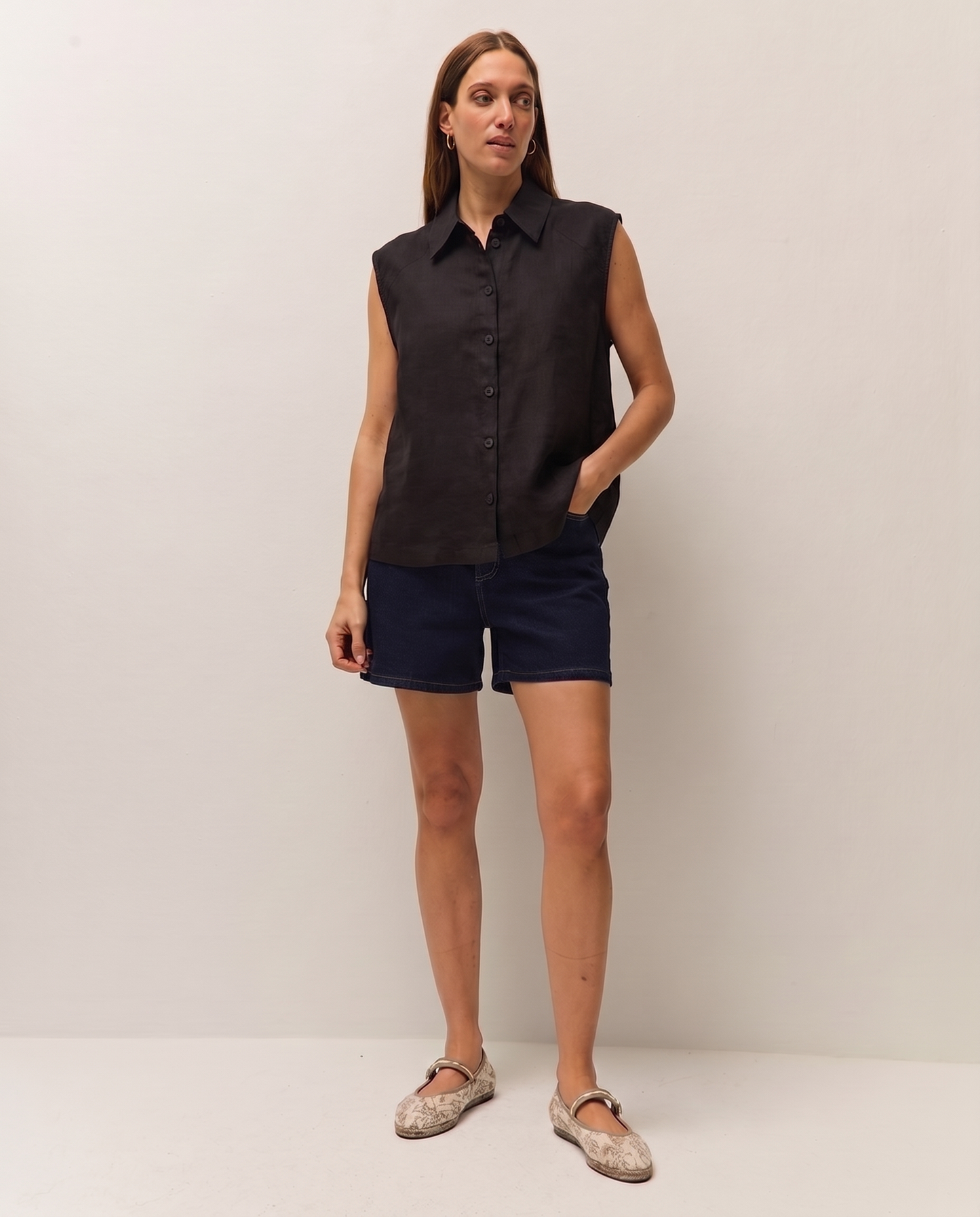 Camisa lino escote camisero
