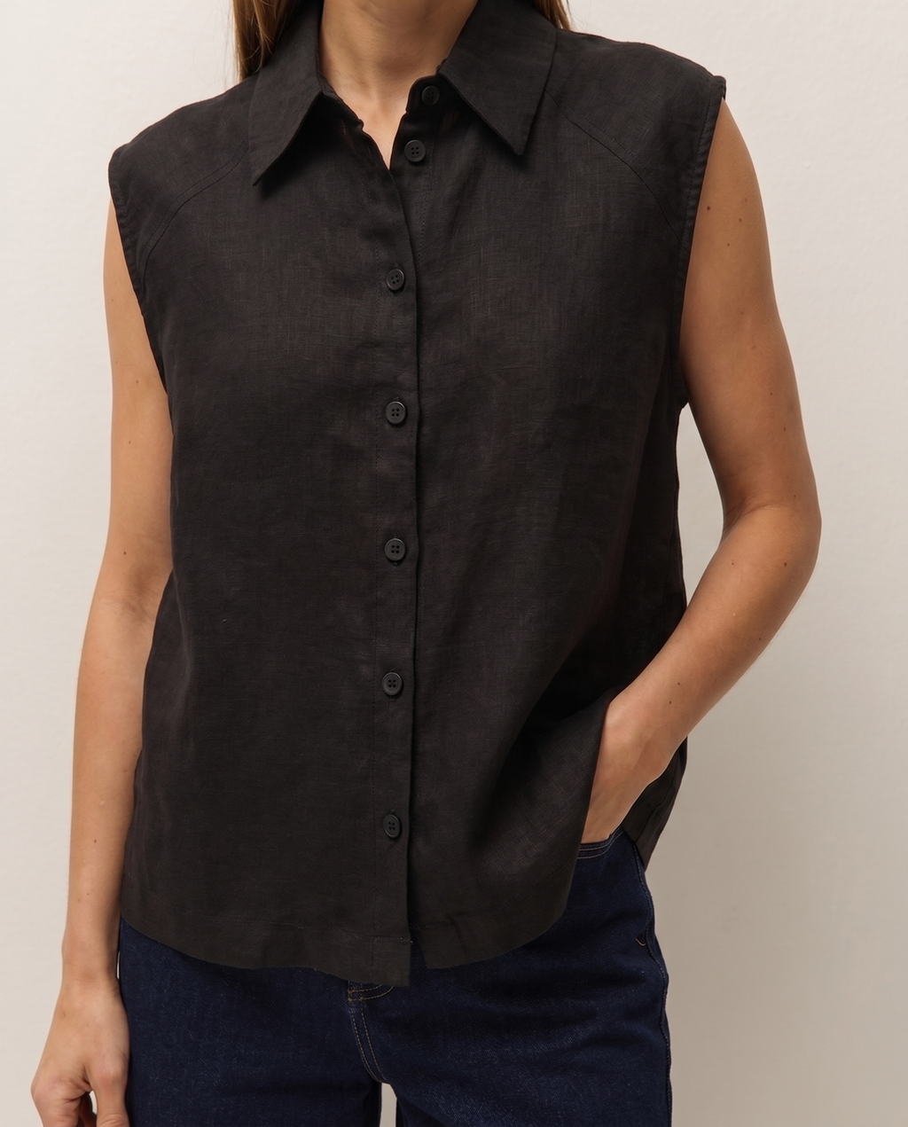 Camisa lino escote camisero