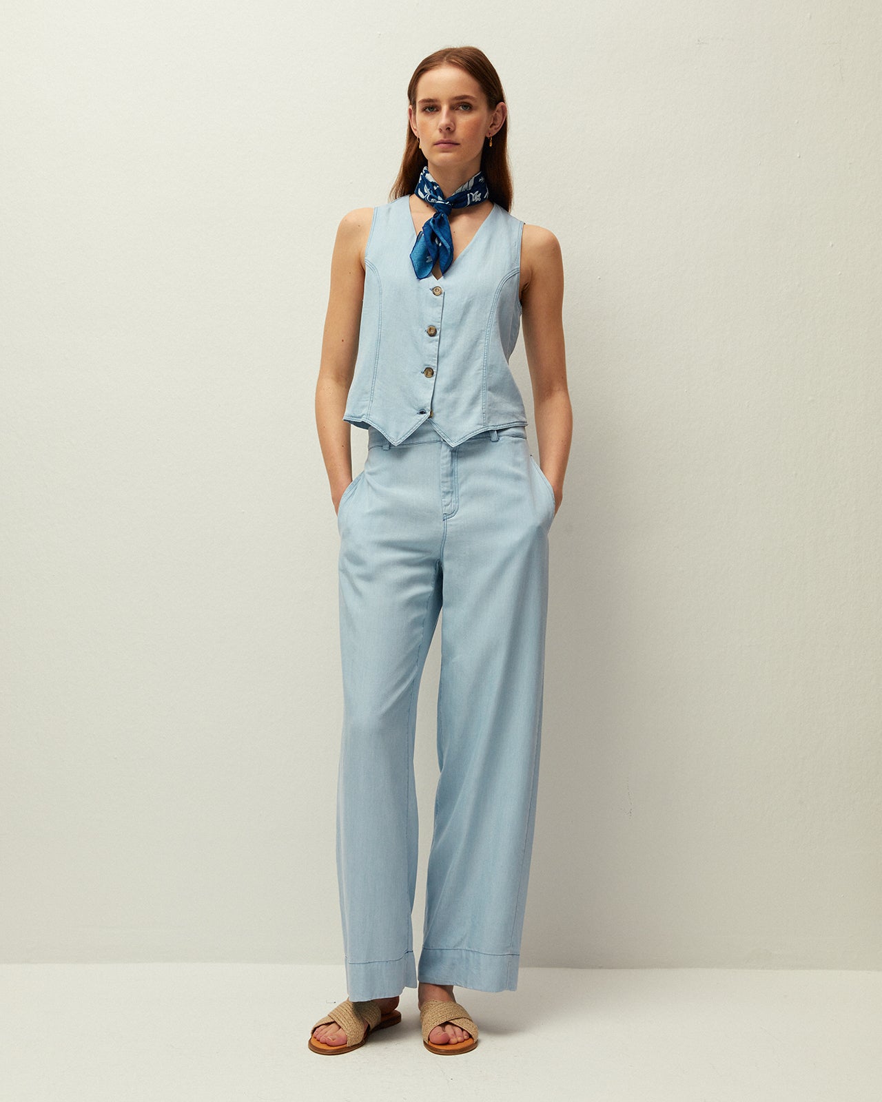 Gilet effet denim
