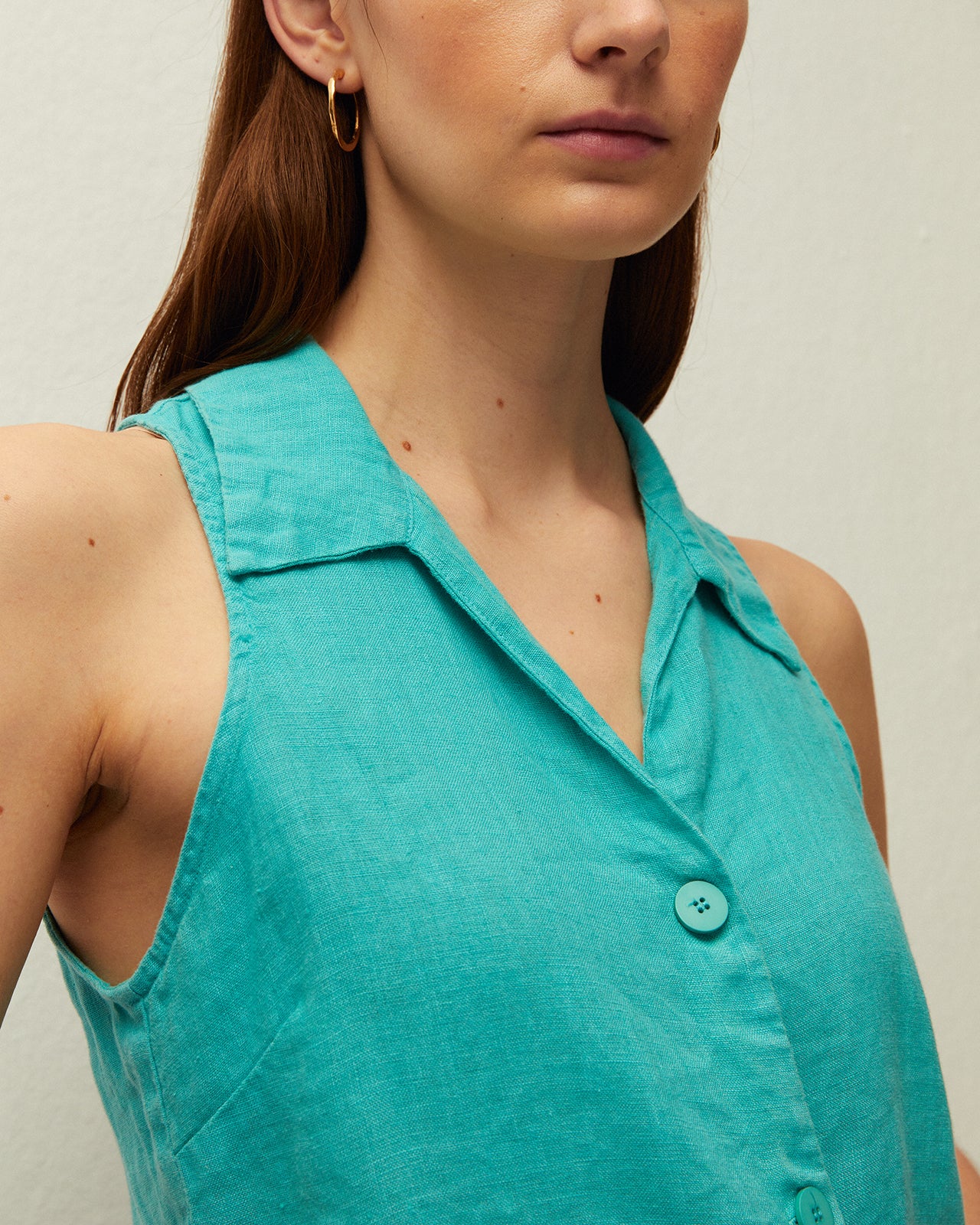 Gilet en lin à col chemise