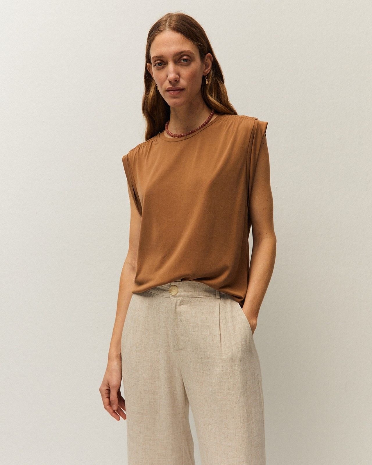Modal t-shirt with shoulder detail