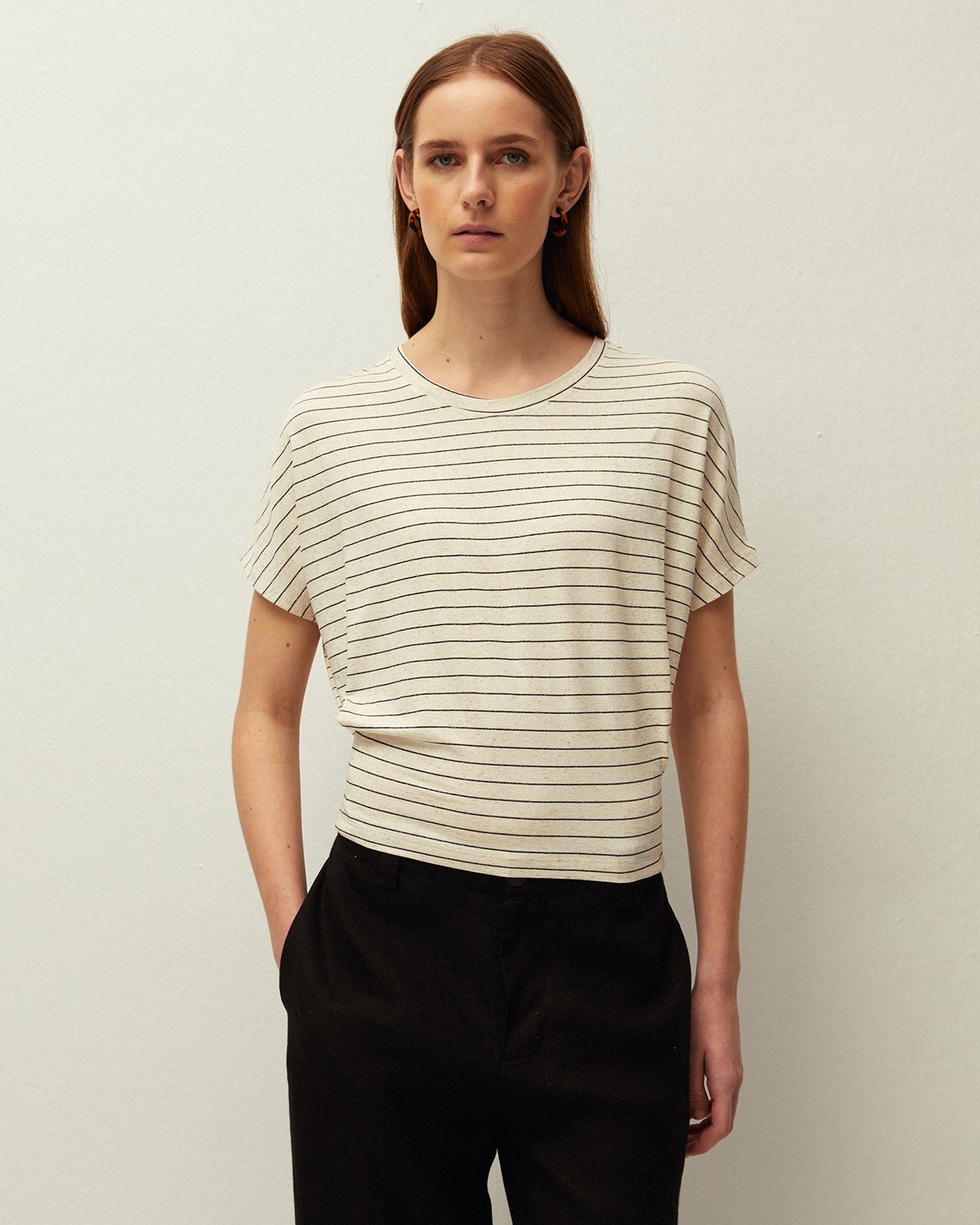 T-shirt à rayures ajusté en bas de vêtement