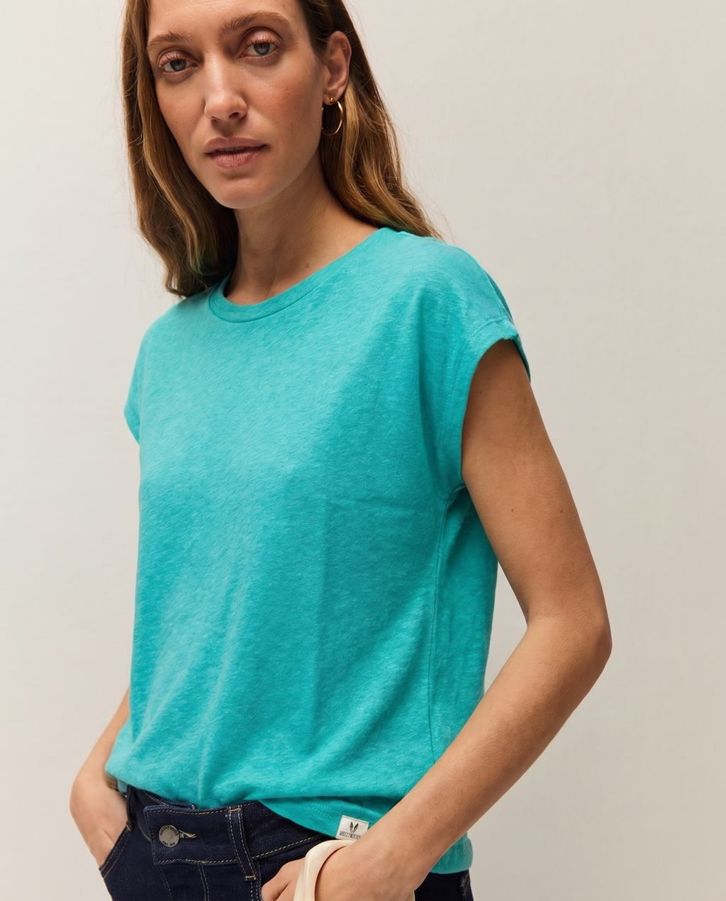 Camiseta lino  manga corta