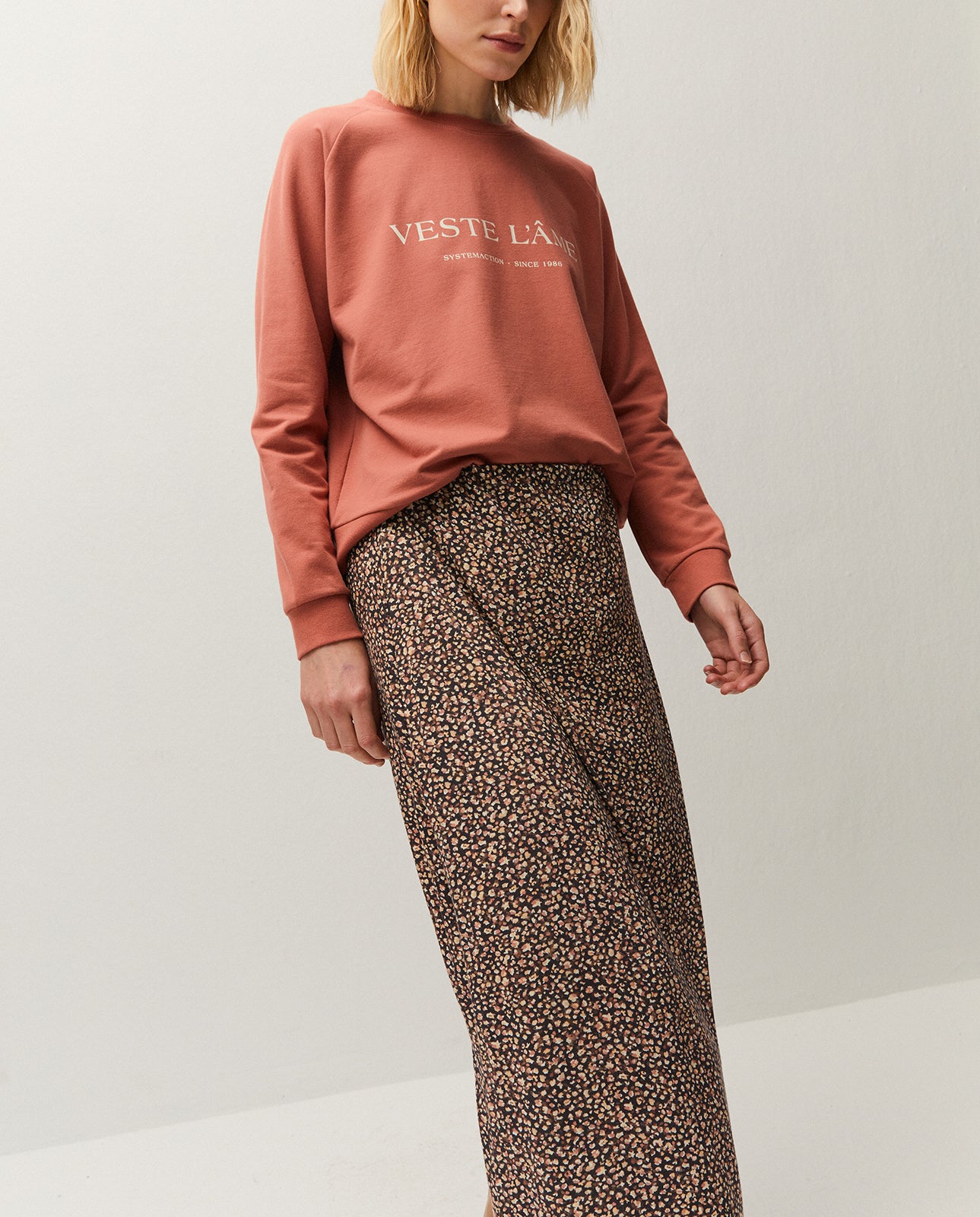 Printed skirt with elastic
