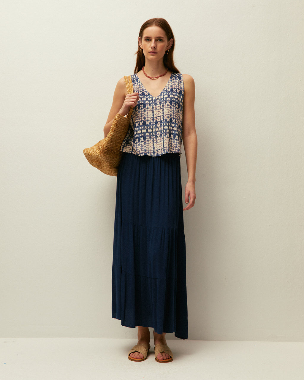 Falda midi bambula