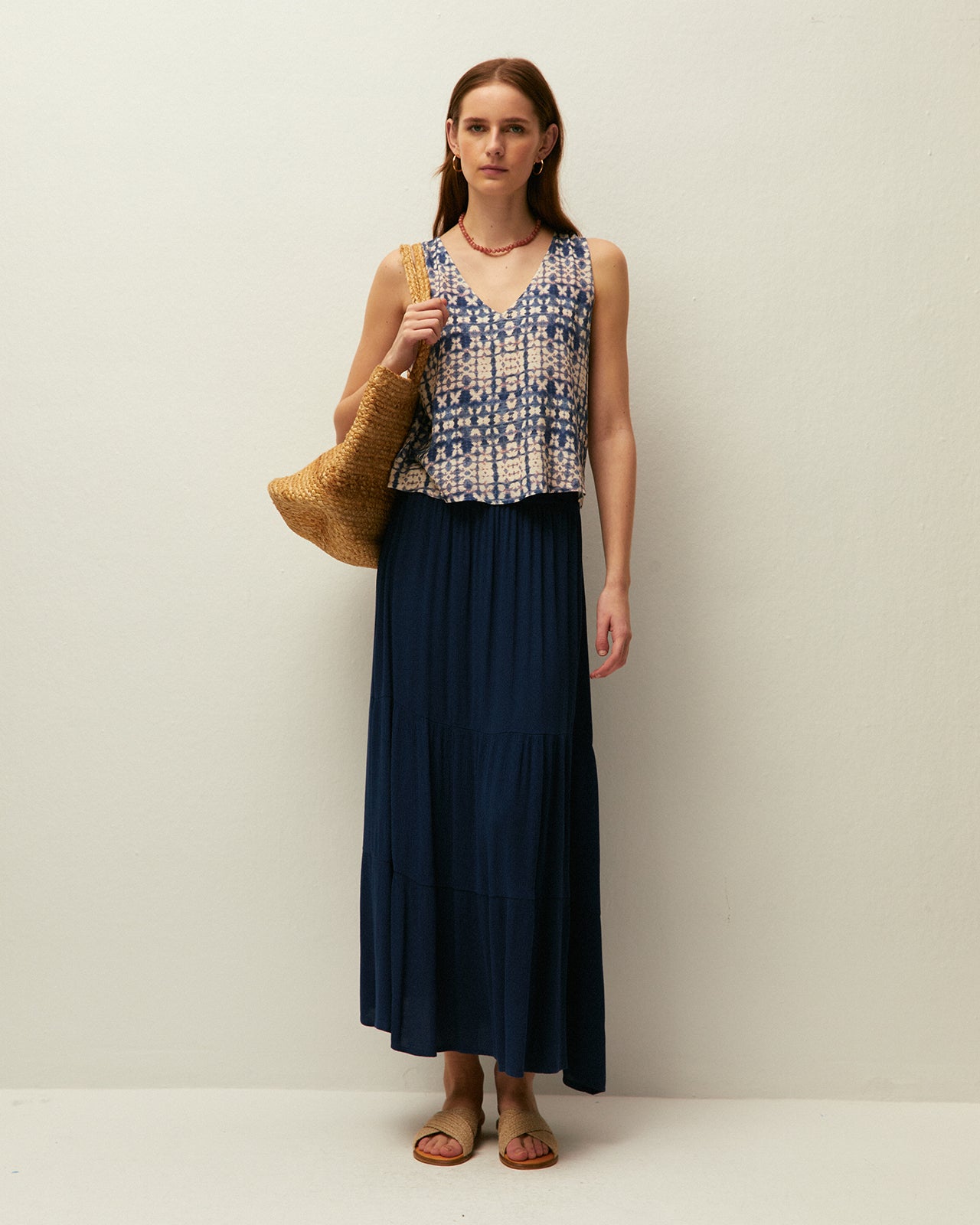 Falda midi bambula