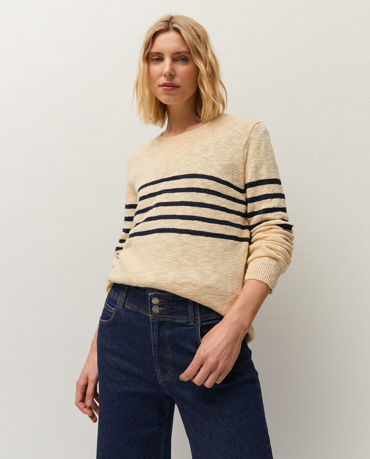 Striped sweater with lurex