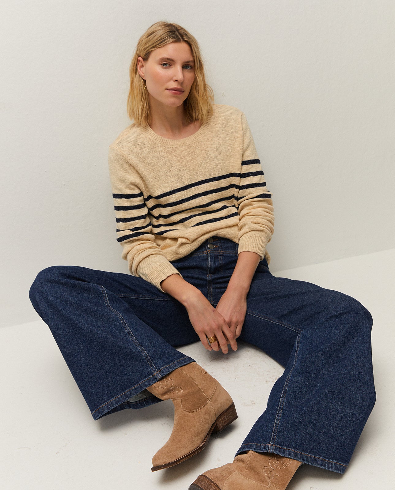 Striped sweater with lurex