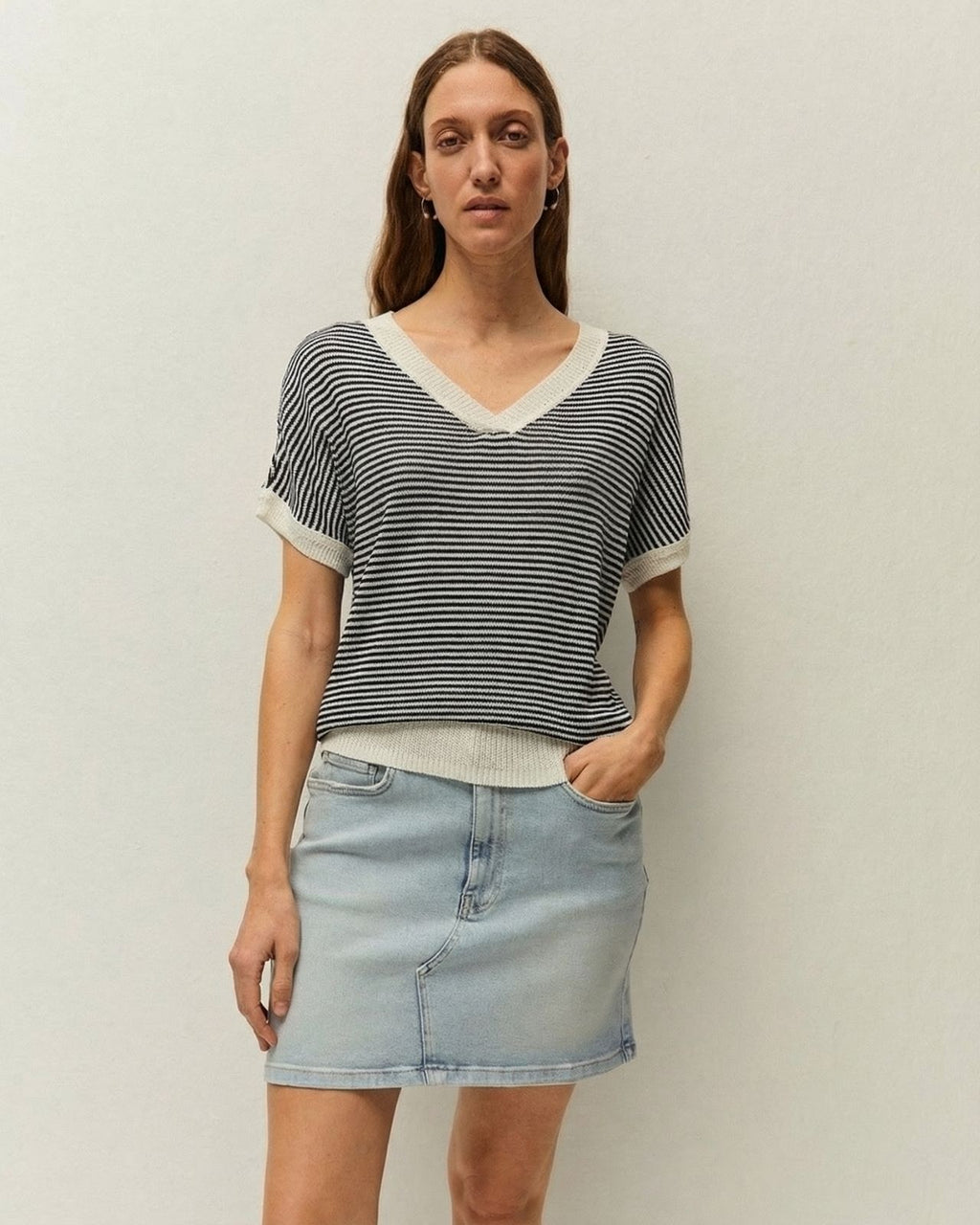 Short-sleeved striped jersey