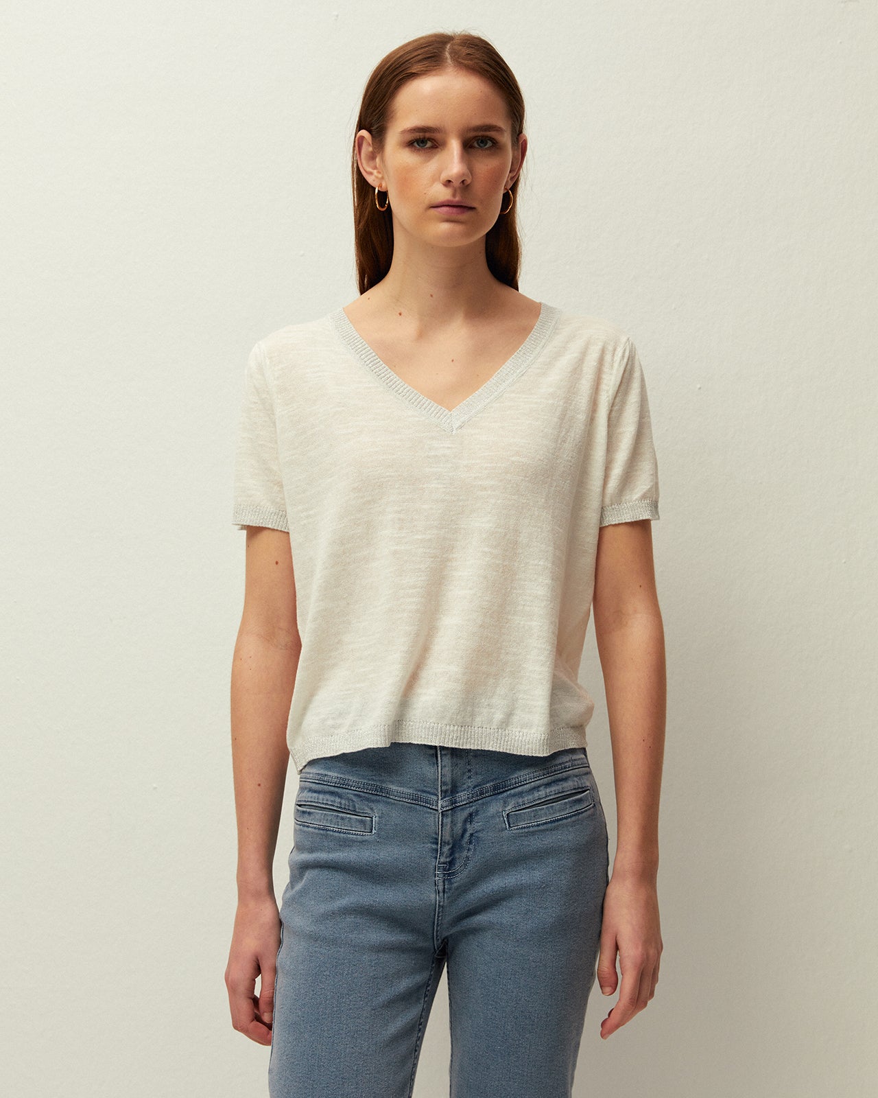 Short-sleeved linen jersey