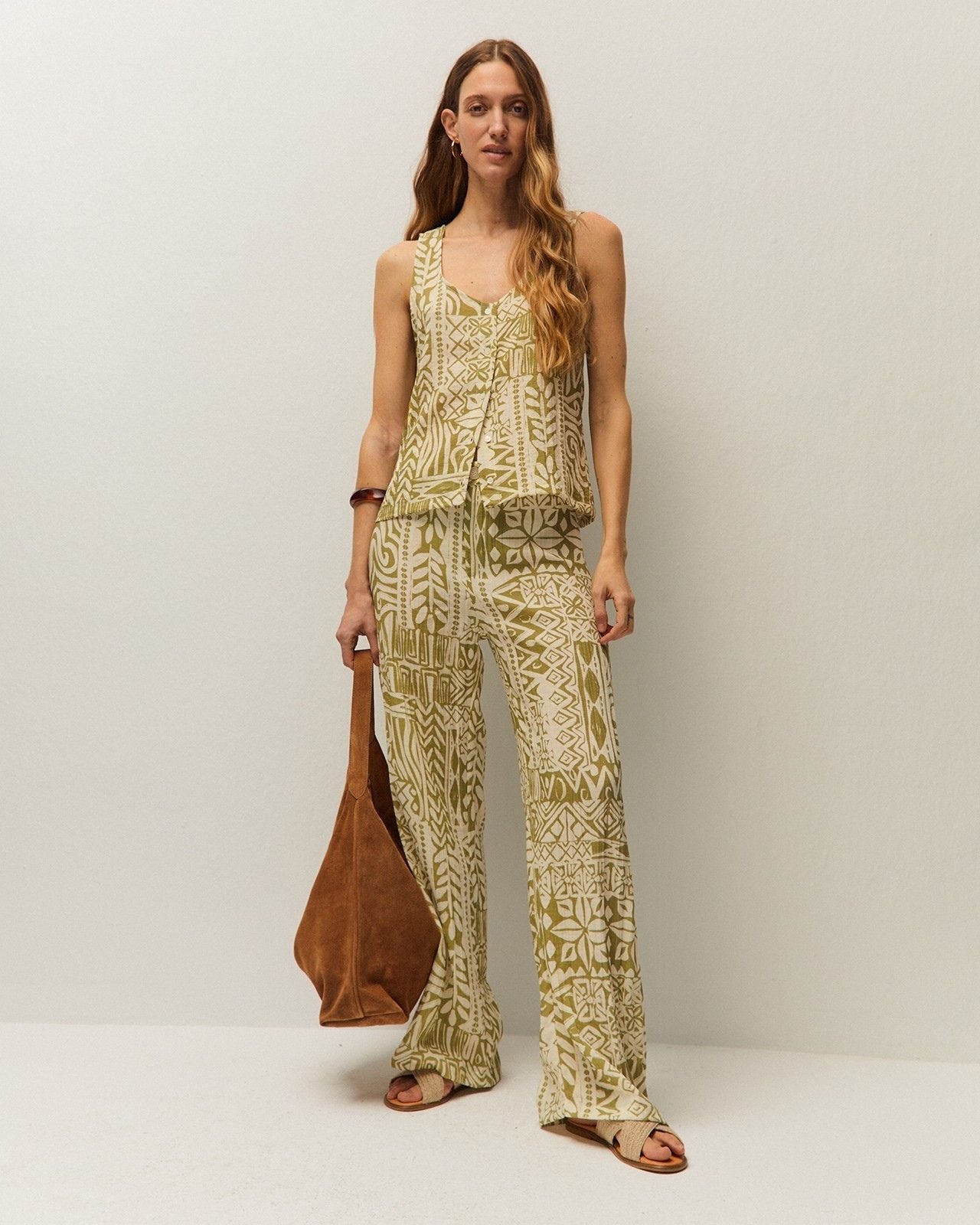 Geometric print trousers