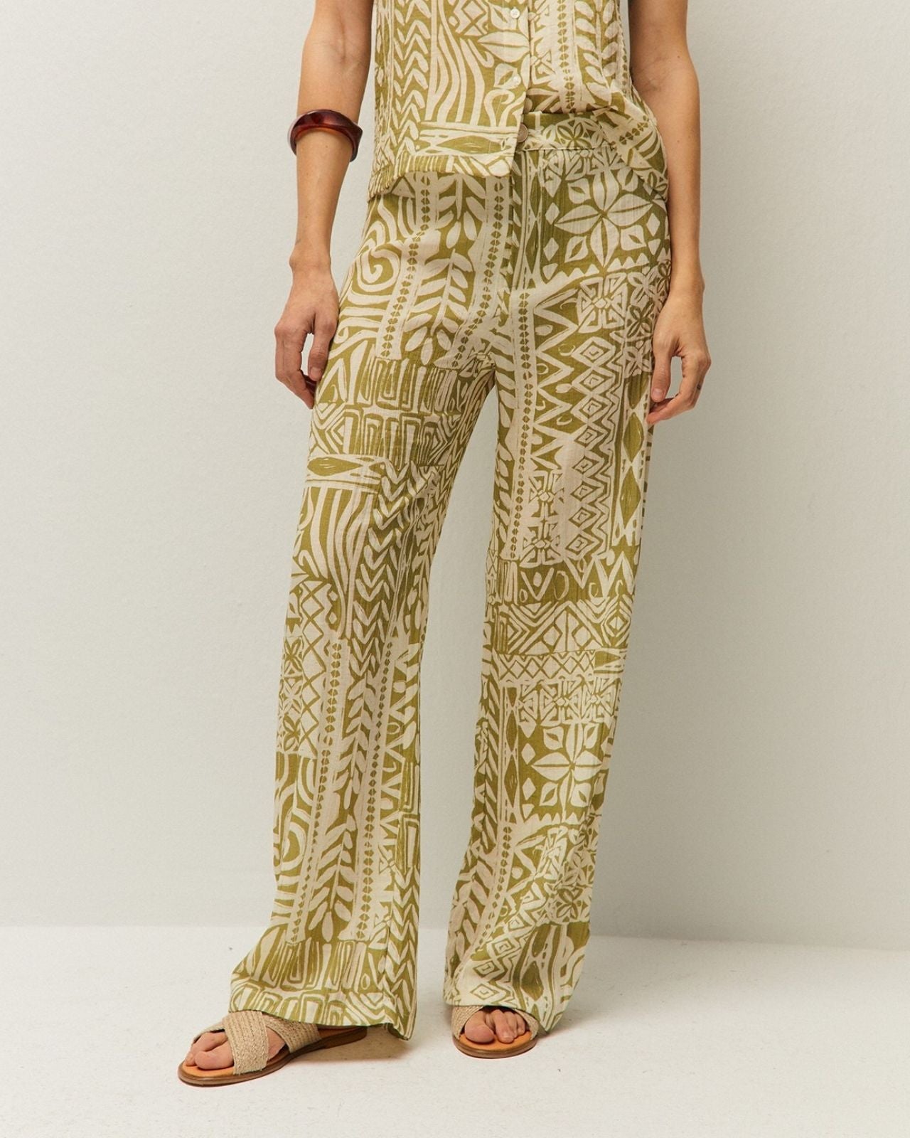 Geometric print trousers