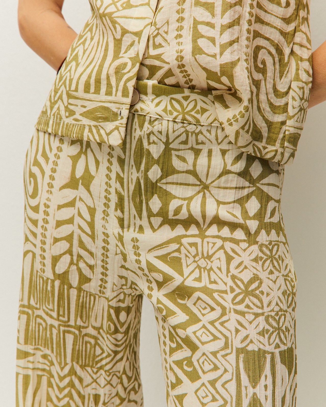 Geometric print trousers