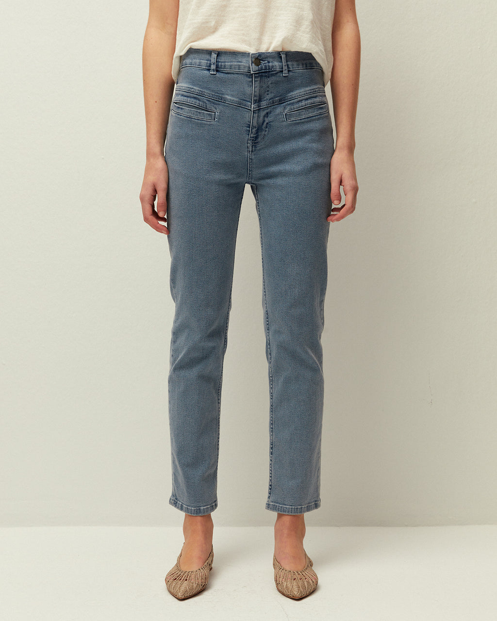 Denim bolsillos tipo vivo