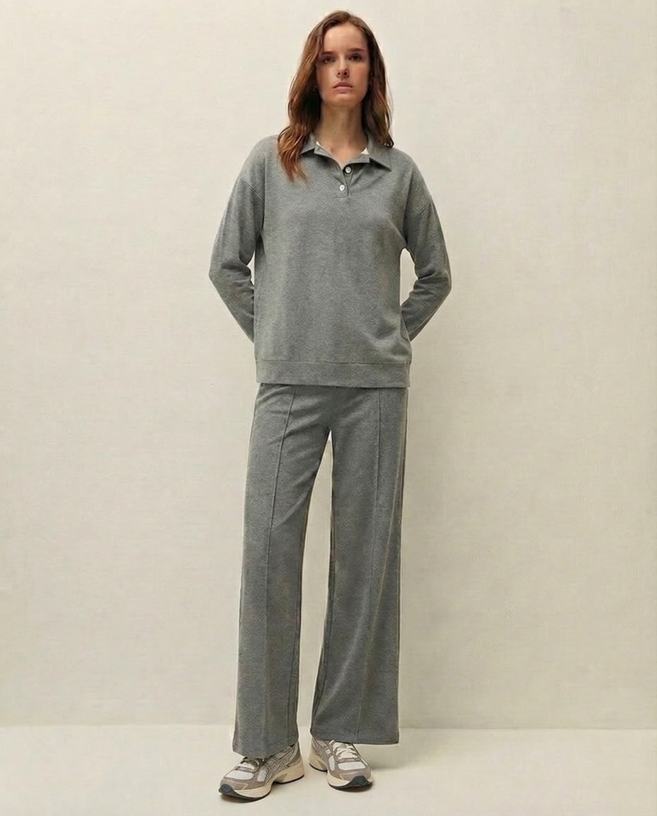 Sweatshirt à col et boutons
