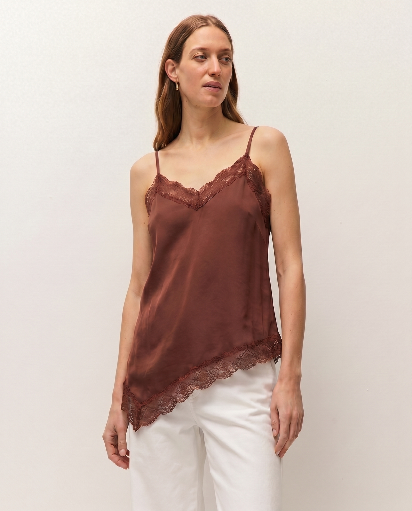 Asymmetric lace top