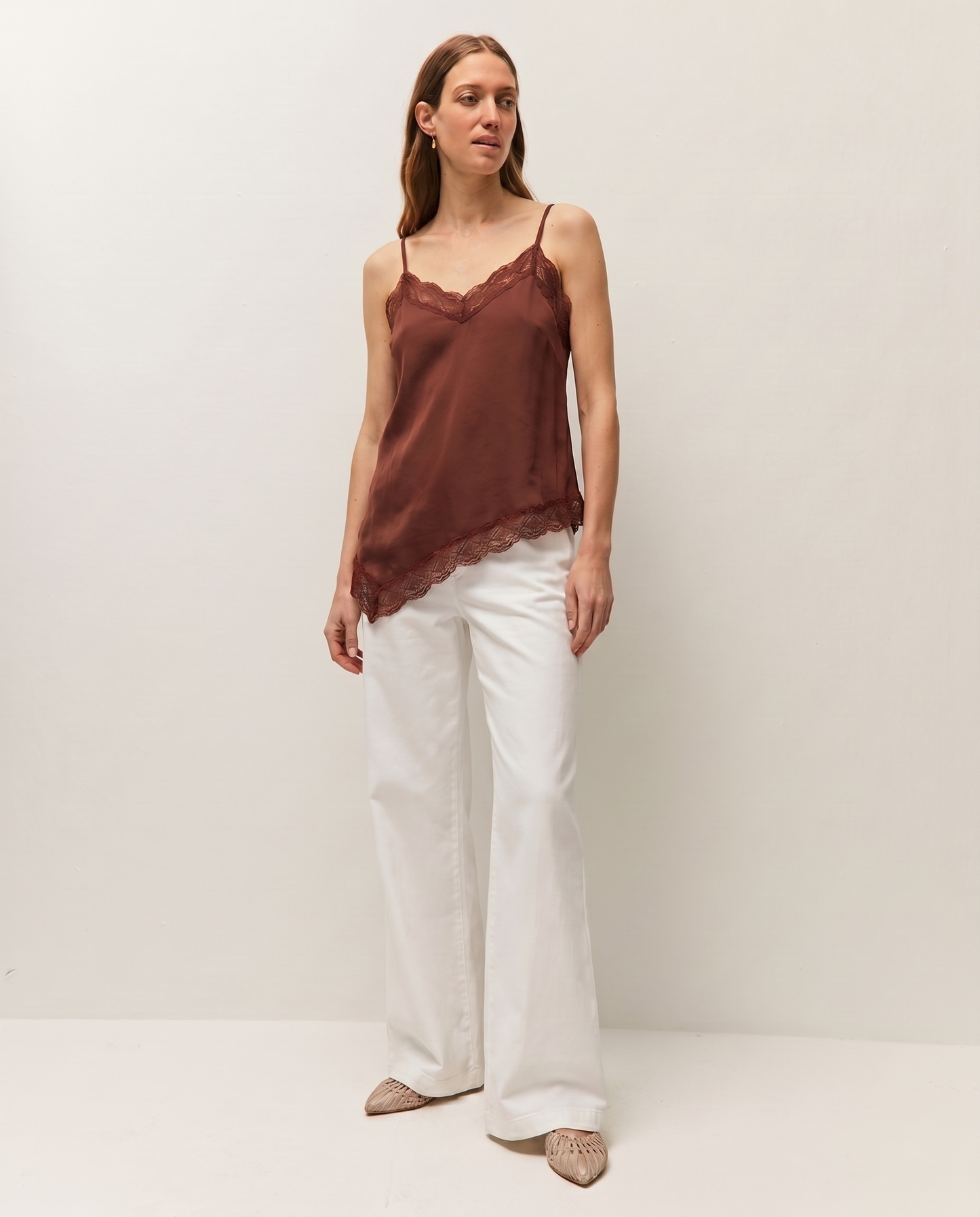 Asymmetric lace top